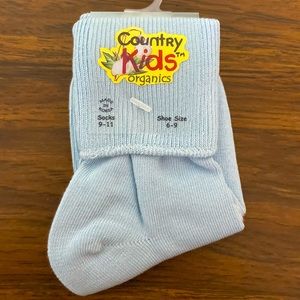 $1 NWT Country Kids Organics T-Cuff Baby Blue Socks Shoe Size 6-9, Sock 9-11